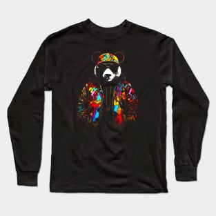 A Colorfully Dressed Panda Bear Long Sleeve T-Shirt